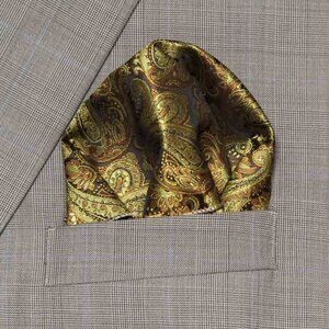 Gascoigne Pocket Square Gold Brown Paisley Men's